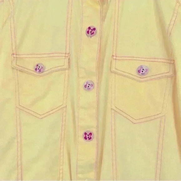 c. a. sport Women Back Printed & Beaded Casual Yellow Cotton Summer Jacket Sz M - Picture 3 of 12